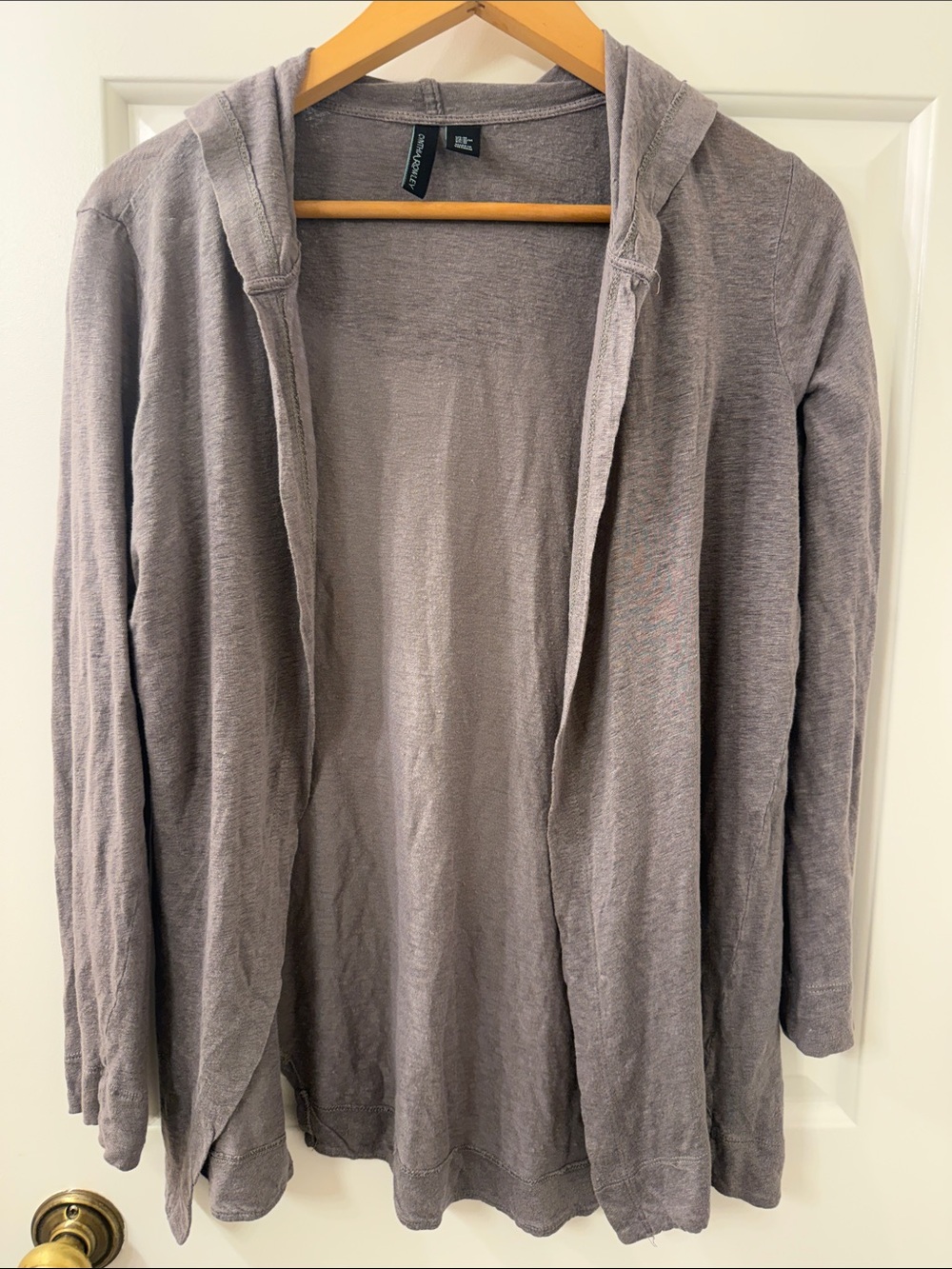 Cynthia Rowley Knit Open Hooded Cardigan - Taupe Gray